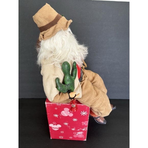 Vintage Cowboy Santa Claus Sitting Down With Cactus & Lamp- 18" - Picture 6 of 9